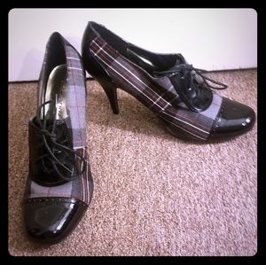 Black plaid booties